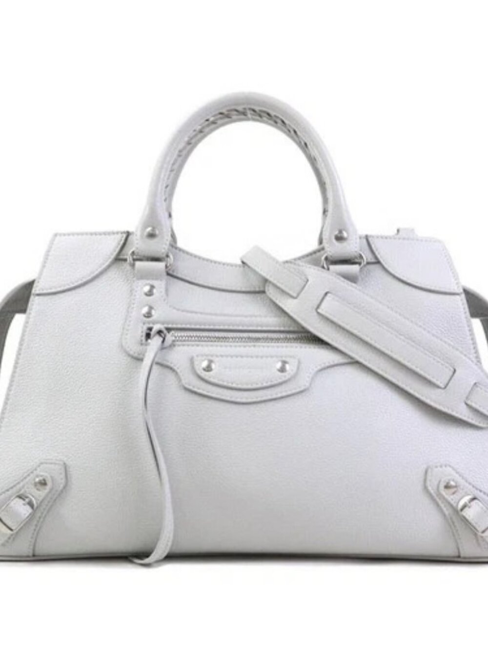 Auth BALENCIAGA Neo Classic Handbag Shoulder Bag Light Gray Leather - e60573f